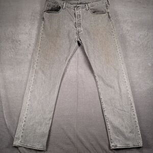 Levis 501 Button Fly Faded Black Gray Mens Jeans Size 38‎ x 32